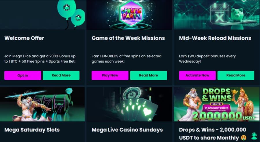 Mega Dice Casino No Deposit Bonus