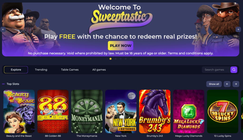 Sweeptastic Casino Login