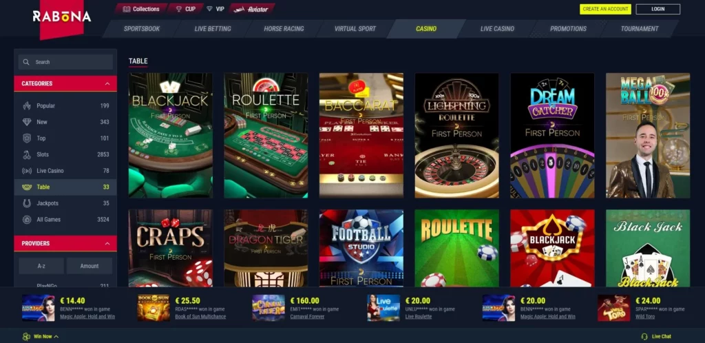 Rabona Casino Review