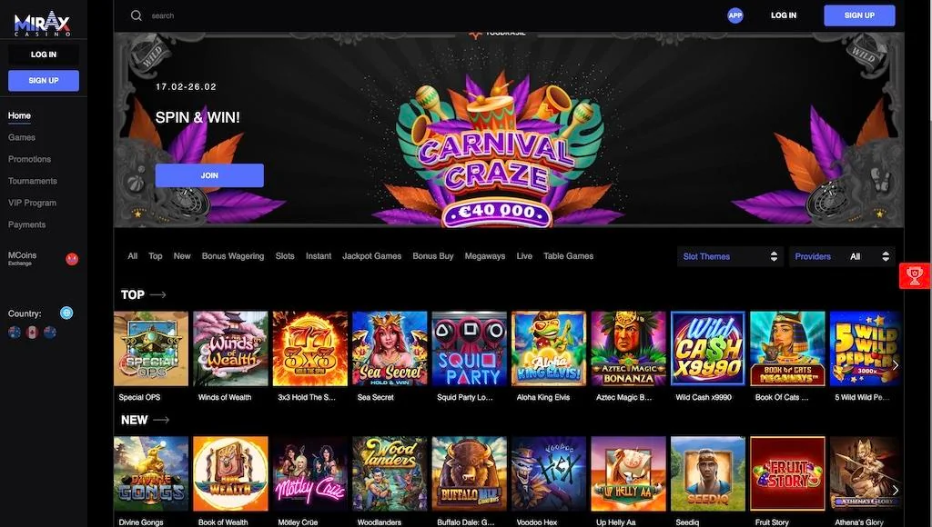 Mirax Casino No Deposit Codes