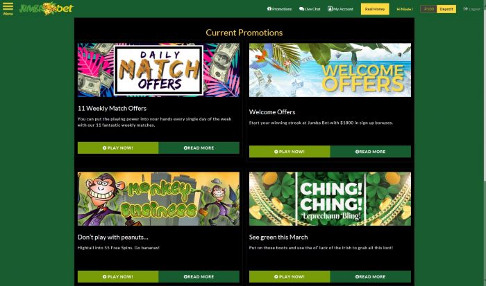 Jumba Bet Casino Bonus Codes