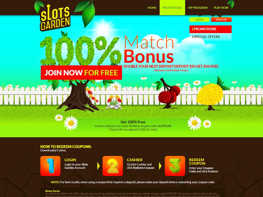 Slots Garden Casino No Deposit Bonus