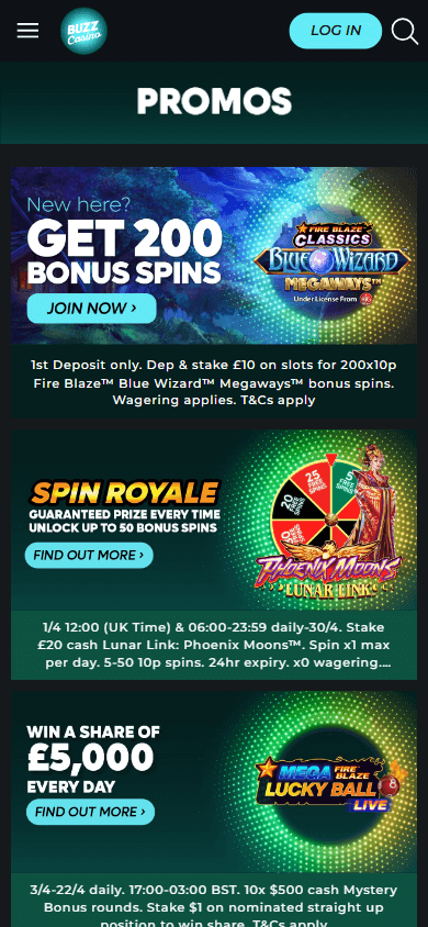 Buzz Casino Bonus Code