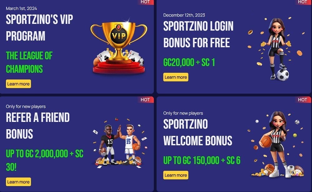 Sportzino Casino No Deposit Bonus