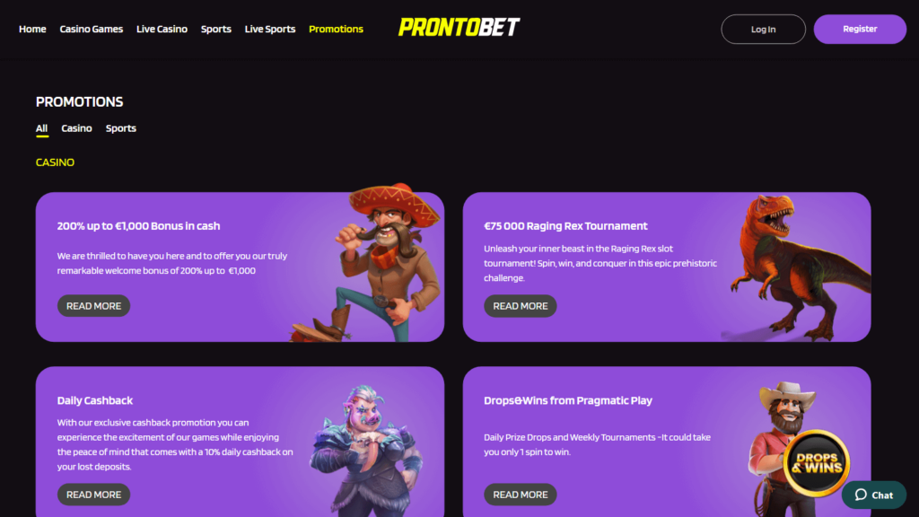 Pronto Casino No Deposit Bonus Codes