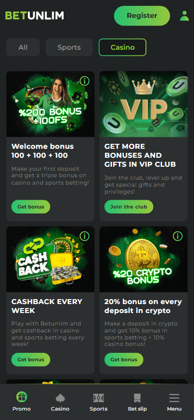 Betunlim Casino Bonus Codes