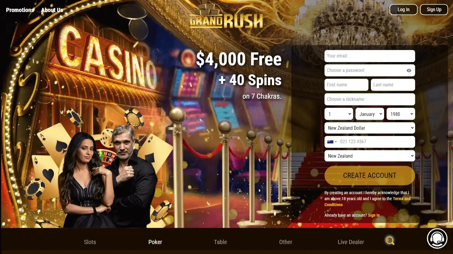 Grand Rush Casino Bonus Codes