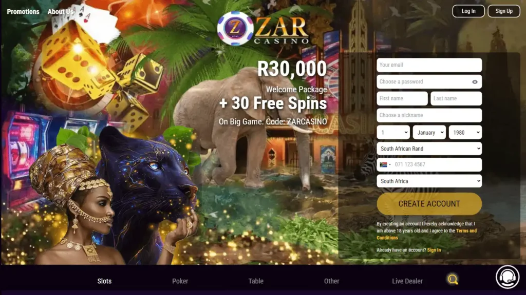 Zar Casino Login