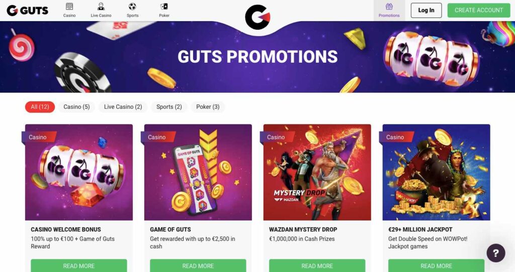 Guts Casino Bonus Code