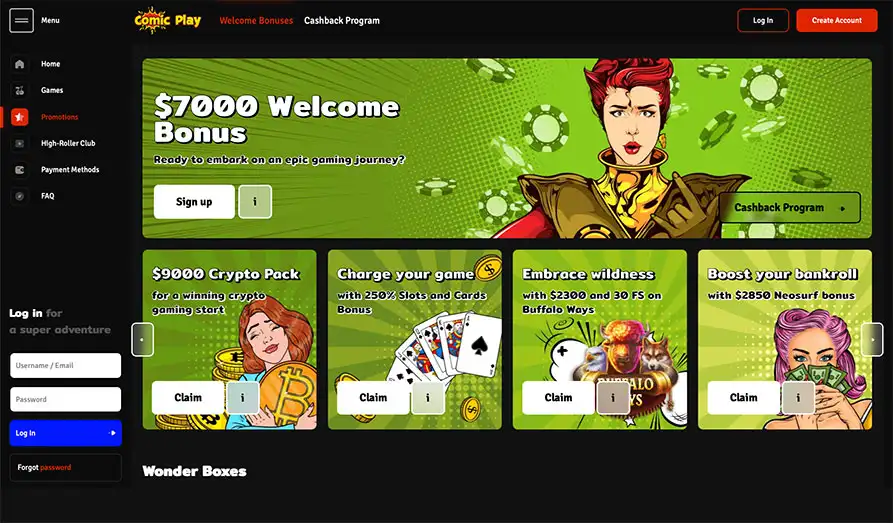 Comic Play Casino Free Spins