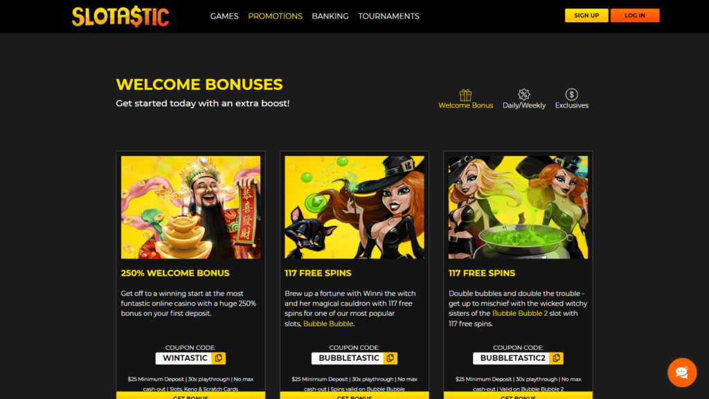 Slotastic Casino Bonus Codes