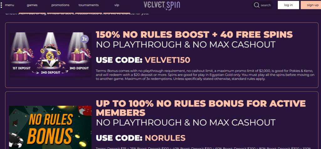 Velvet Spins Casino Login